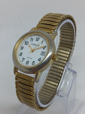 Carriage by Timex U9 Women's 28mm Gold Tone Flex Band Date Watch NEW BATTERY