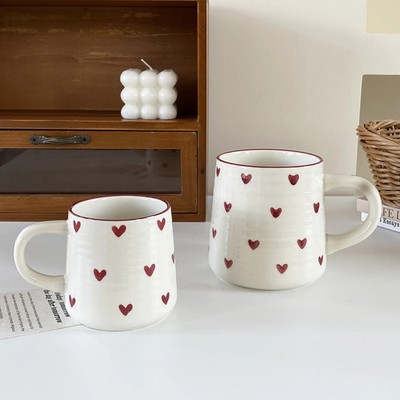 Cute Love Ceramic Mug Aesthetic Coffee Cup Latte Art Tea Mug Valentine Gift