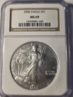 2006 American Silver Eagle NGC MS69 Brown Label -Blast White Gem!
