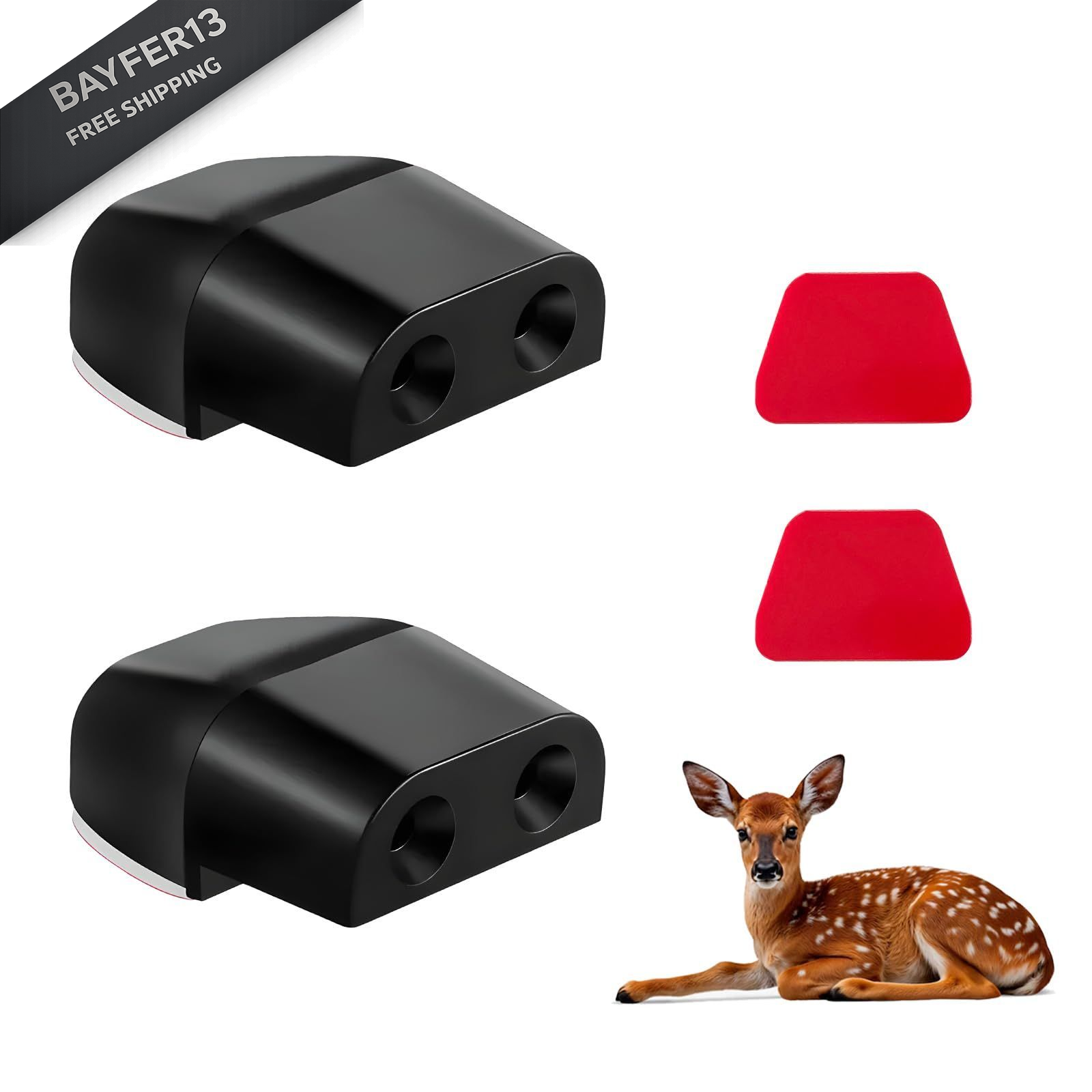VCYOPN 2 PCS Deer Whistles for Cars, Avoid Collisions Animal Black/ 2pcs