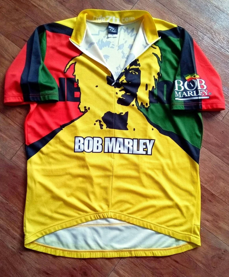 Camiseta deportiva de ciclismo Bob Marley "One Love" Ride 7b Rasta de colección rara de los años 2000 — XL (relajada) Foto 2 de 4