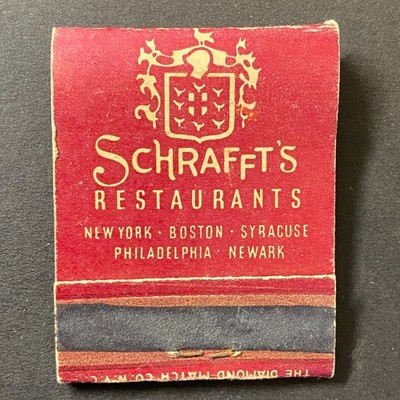 Schrafft's Restaurants New York Boston Philadelphia 3/4 Full Matchbook c1960's