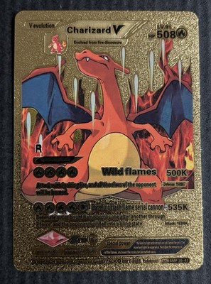 Charizard V Gold Foil Fan Art Vinyl Premium Collector Pokemon Display Card