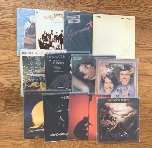 RECORD LOT 12 TITLES ROCK JACKSON BROWNE U2 STEVE MILLER CARPENTERS CLEAN VINYL