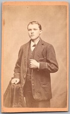Antique CDV Circa 1870s William Murphy Young Handsome Man in Suit Binghamton
