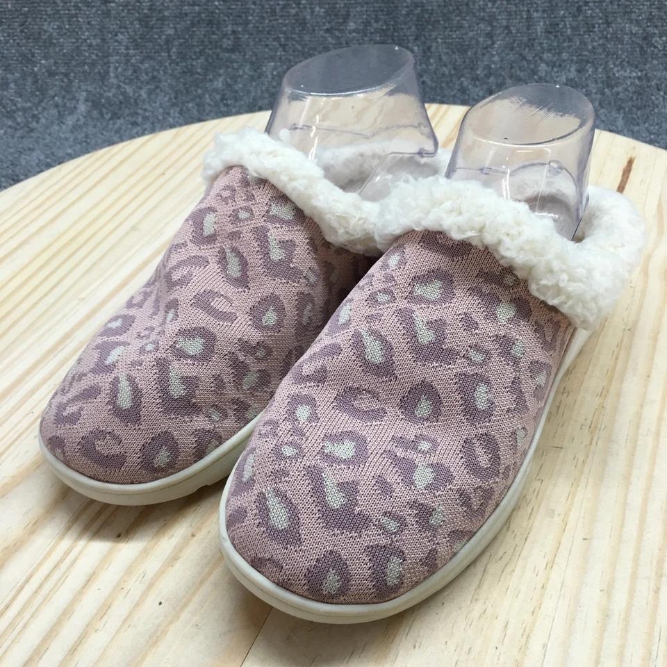 Muk Luks Slippers Womens 7-8 Mule Pink Purple Slip On Animal Print Round Toe - Image 3 of 4