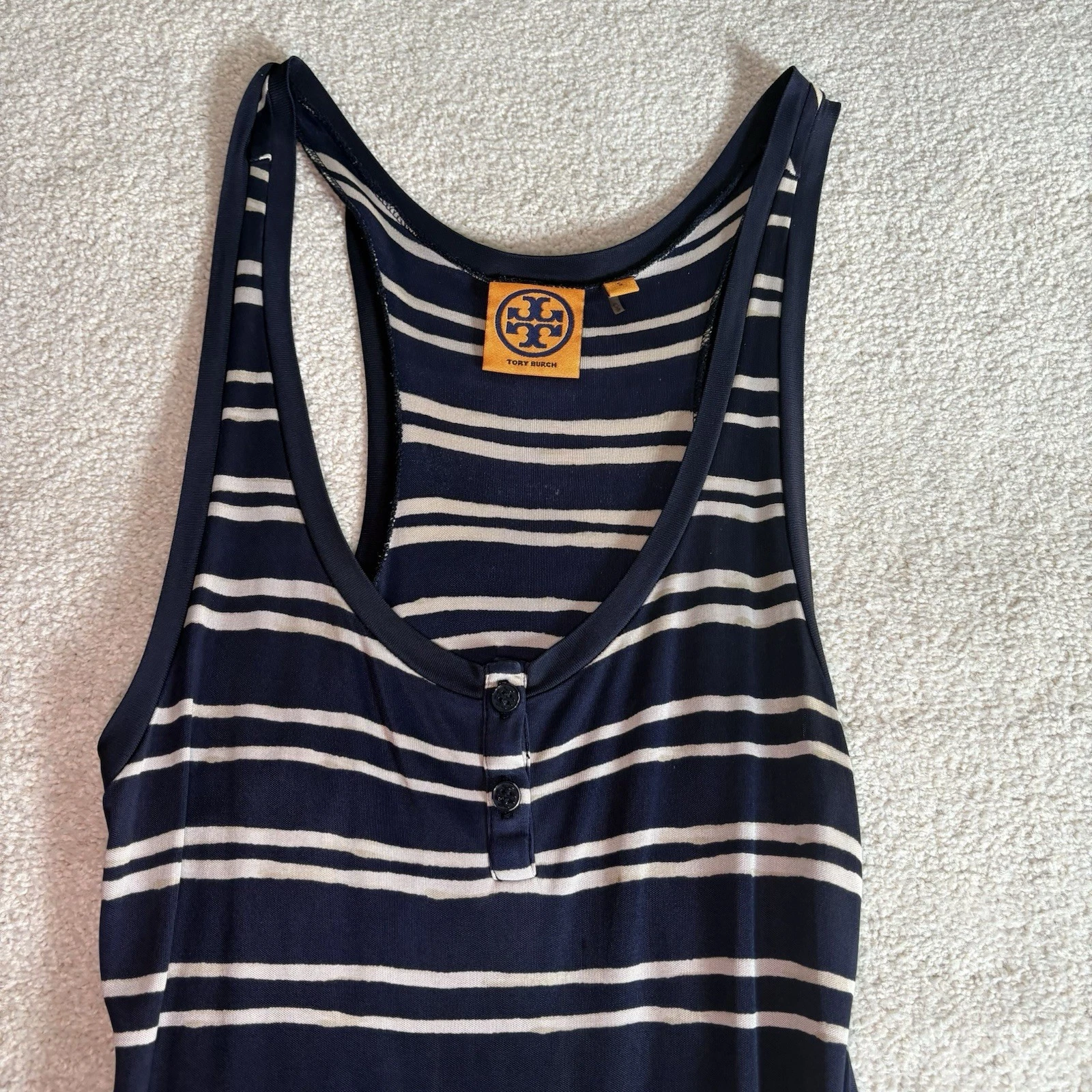 Maxi abito Tory Burch Jessica 100% seta racerback nuovo con etichetta taglia small $495