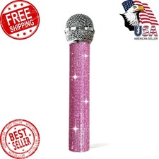Qihpusien Sparkly Fake Microphone Prop Pink