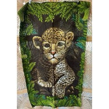 Vintage 70s Leopard Cub Print Fabric Panel Wesco-Reltex Safari Animal
