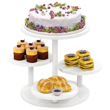 4 Tier Round Cupcake Tower Stand for 50 Cupcakes,Wood Cake Stand with Tiered ...
