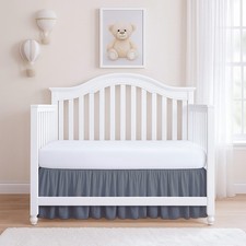 Ruffled Crib Bed Skirt, Microfiber, Dust Ruffle with Split Corners, 14" Drop,...