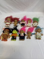 Vintage lot of 10 Russ Troll Dolls mixed sizes