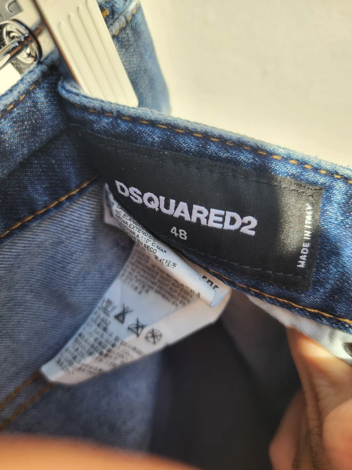 Pantalones de mezclilla para hombre Dsquared2 azul Clement ajustados talla 48/US 32 botones mosca Italia Foto 3 de 4
