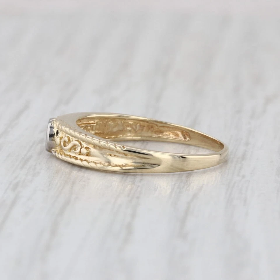 Diamond Solitaire Ring 14k Yellow Gold Size 7.5 Stackable Band - Image 3 of 4