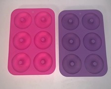 Donut Ring Molds Lot Of 2 Silicone Donut Pan 3 Inch Donuts 6 Per Pan Pink Purple