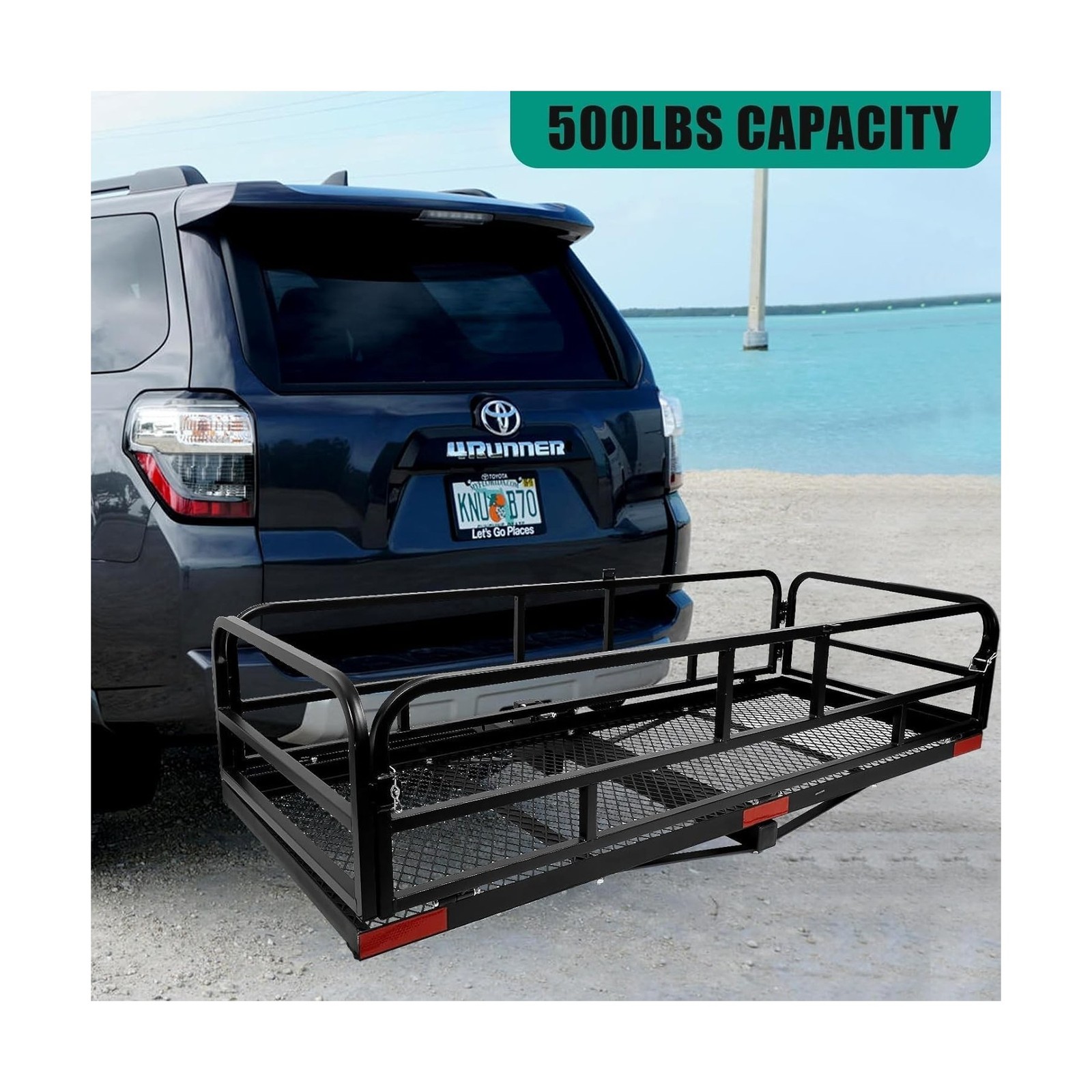 Trailer Hitch Cargo Rack, 60 x 24 x 14 Inch Folding Hitch Mount Cargo Carrier...
