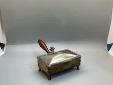 Vintage F.B. Rogers Co Silverplated Silent Butler Crumb Catcher Wood Handle