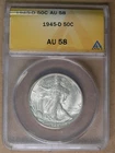 50c 1945-D Liberty Walking Half Dollar ANACS AU58 * AvenueCoin