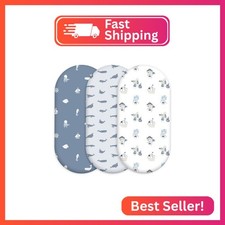 Civarua Kids Bassinet Fitted Sheets, 3 Pack Baby Boy and Girl, Soft Breathable S