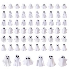 Cutecutedy 60Pcs Mini Resin Ghost Figurines,Tiny Little Ghosts for 60 White