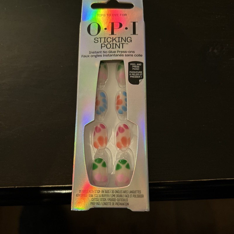 opi press on nails - sticking Point Short Colorful-New