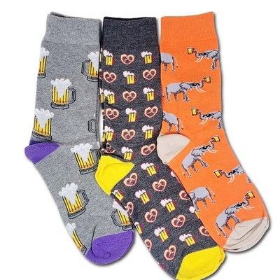NEW! Lot of 3 Beer Theme Funny CREW Socks Adult Unisex Size
