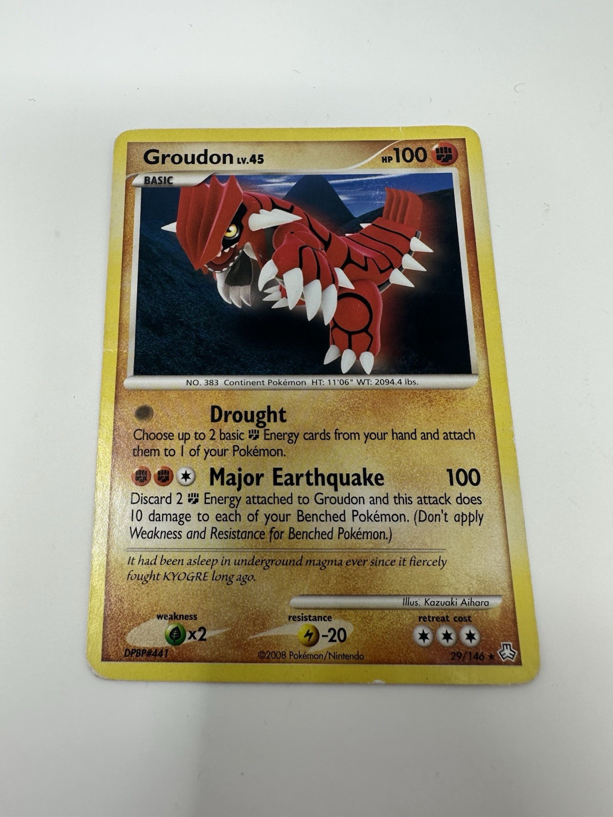 Pokemon TCG D&P Legends Awakened Groudon Card 29/146 Regular Rare, LP Condition