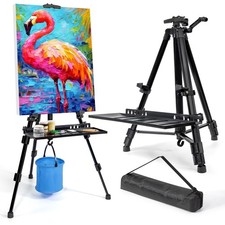 Adjustable Metal Tripod Art Easel Stand 20" to 61" for Painting Canvases, Foldin