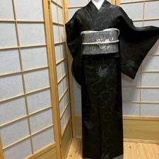 7119 Japanese Kimono Vintage Womens Silk Pongee Fabric Robe Kimono only sold