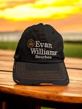 Evan Williams Bourbon Cotton Canvas Adjustable Hat Cap Black, Orange & White