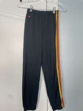Aviator Nation Kids Black Rainbow Stripe Sweatpants Size 12