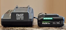 FLEX 3.5AH Stacked Lithium Battery & Fast Charger 24V FX0321 and FX0411 NEW