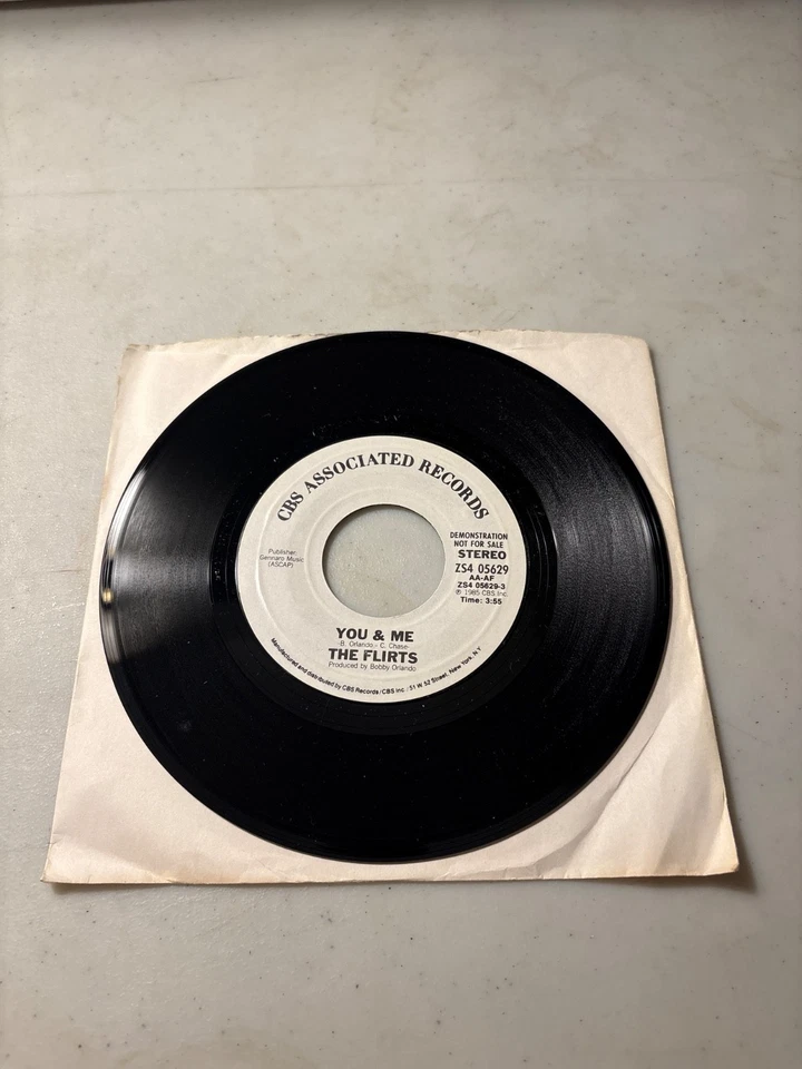 THE FLIRTS YOU & ME 7" SINGLE PROMO 45 RECORD 1985 CBS ASSOCIATED ELECTRONIC VG+ - Image 2 of 2