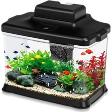 Fish Tank Ultra-Clear 1.6 Gal Aquarium Starter Kit W/ LED Lighting Filter System