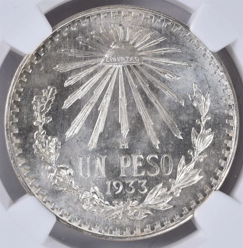 1933 M Mexico Peso - NGC MS66
