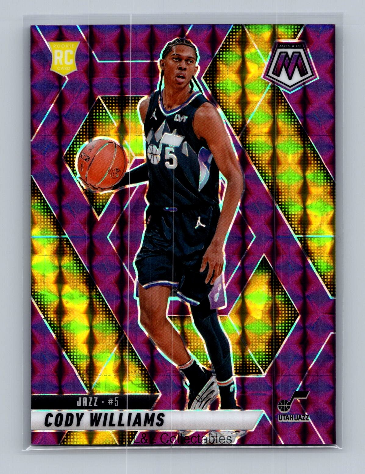 2024-25 Panini Mosaic #207 Cody Williams Purple Mosaic #/99