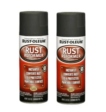 2PACK Automotive Flat Black Finish Rust Converter Rust Reformer Spray Coat 10 oz