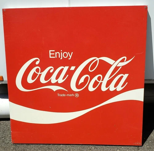 Vintage Metal ** Enjoy Coca-Cola Sign ** 36 x 36" x 1" - old coca cola coke soda