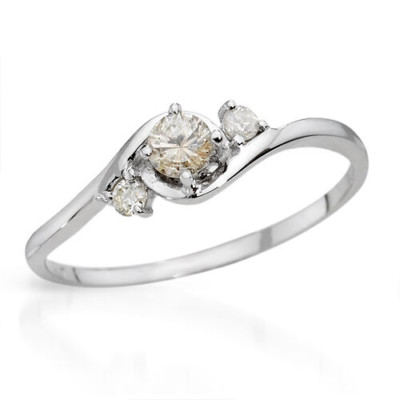 SUPERB SOLID 10K WHITE GOLD GENUINE 0.25CTW DIAMOND RING 7 - U$1430