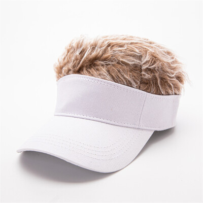 Men's Flair Hair Sun Visor Cap With Fake Hair Wig Baseball Peaked Hat Cap Gift