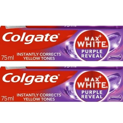 2 x Colgate Max White Purple Whitening Toothpaste 75ml