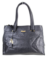 T Tahari Black Genuine Leather Three Compartments Business Tote Shoulder Bag