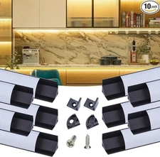 Muzata 10P 6.6FT/2M Black LED Channel System with Milky White Cover Lens V1SW