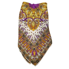 Rectangle Scarf Womens Yellow White Medallion Floral Print Boho Beach Hippie