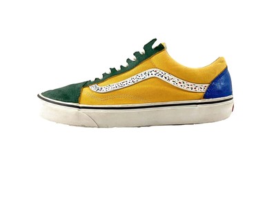 blue red yellow and green vans