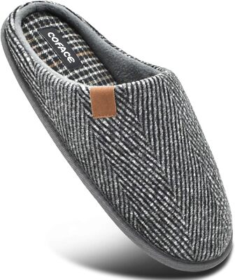 COFACE Mens Memory Foam House Slippers Slip On Cozy Scuff