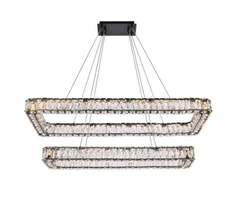 Crystal Chandelier LED Modern Black Foyer or Dining Room Light Fixture 42 inch - Picture 4 of 9
