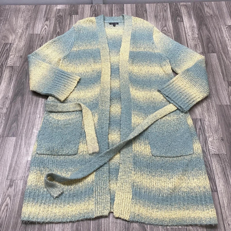 Albornoz para mujer ANN KLEIN manga larga azul/bronceado mezcla con cinturón grande Foto 3 de 4