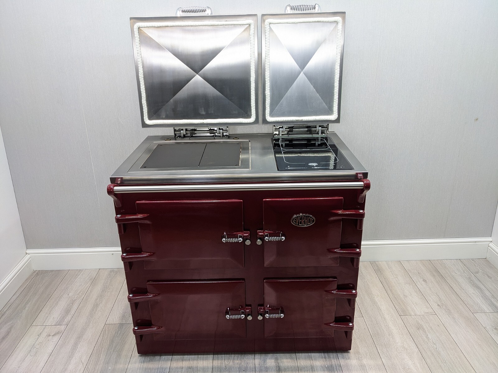 EVERHOT 100i ALL ELECTRIC RANGE COOKER 13 AMP WITH ECO MODE IN BURGUNDY