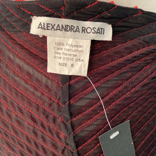 Alexandra Rosati Women’s Sz 8 Petite Red/Black Ribbon Mesh Full Zip Blouse NWT - Picture 10 of 13